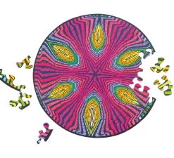 Curiosi Hippie - Dubbelzijdige Ronde Puzzel In Hout - 88 Stukjes