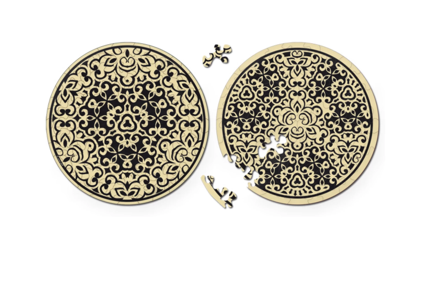 Curiosi Zand - Dubbelzijdige Ronde Puzzel In Hout - 88 Stukjes - Afbeelding 3