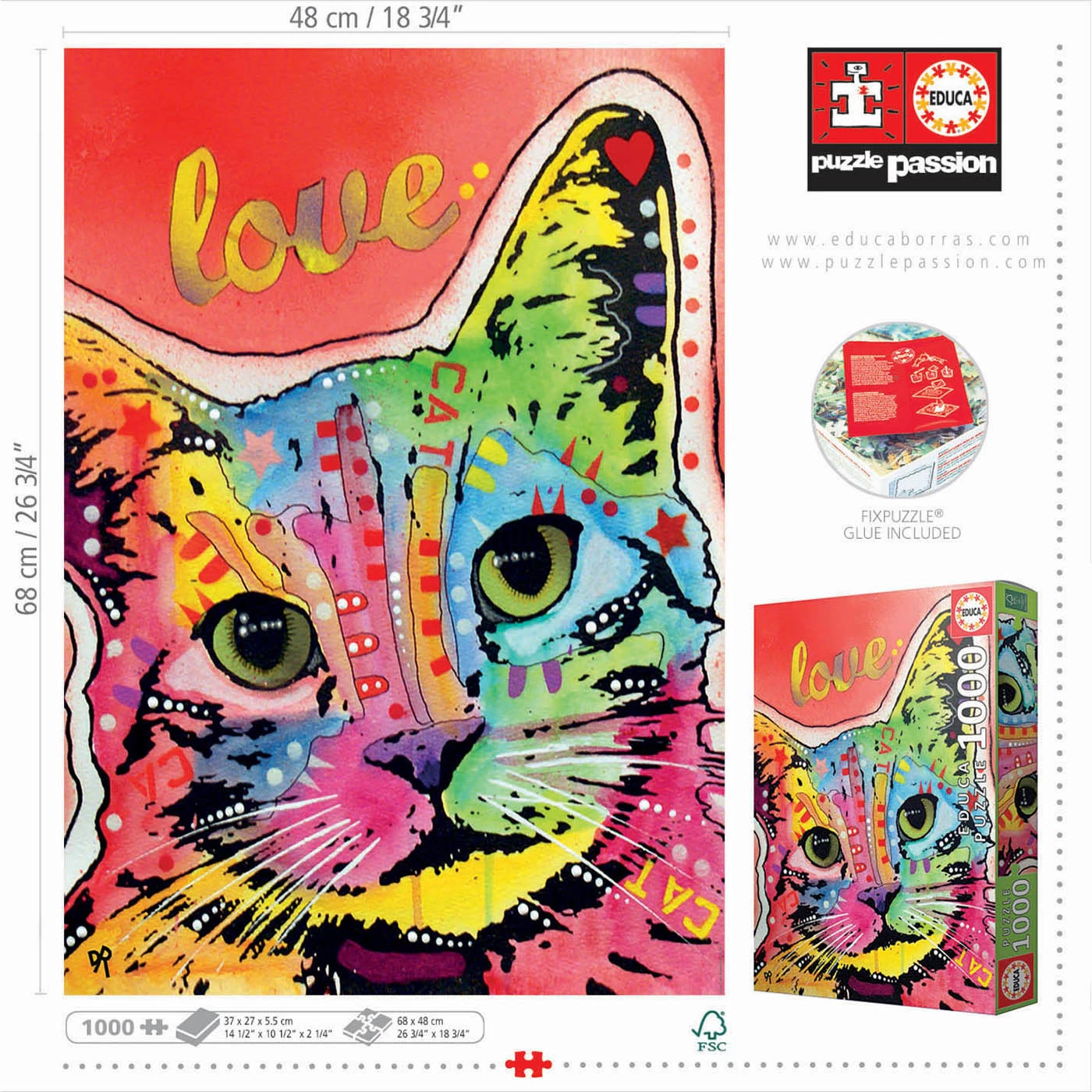 Educa Tilt Cat Love - Dean Russo - Puzzel 1000 Stukjes - Afbeelding 3