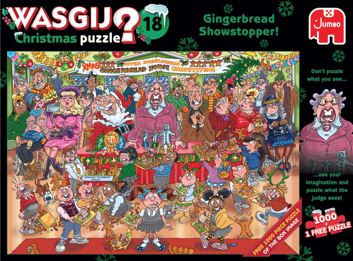 Jumbo Wasgij Christmas 18 - Gingerbread Showstopper - 2 Puzzels Van 1000 Stukjes - Afbeelding 2