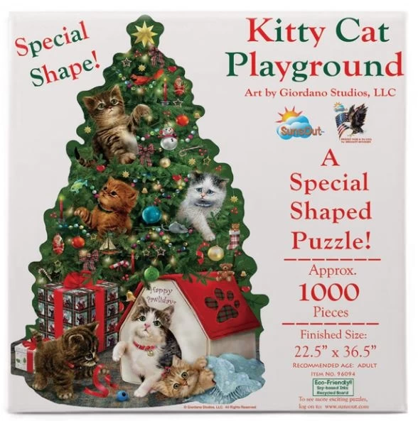 SUNSOUT Kitty Cat Playground - Christmas Tree - Legpuzzel Van 1000 Stukjes - Afbeelding 3